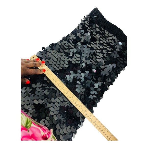 3958 Womens Black Wool Sequin All Over Tube Long Bodycon Sweater Dress S/M Party - Picture 6 of 7